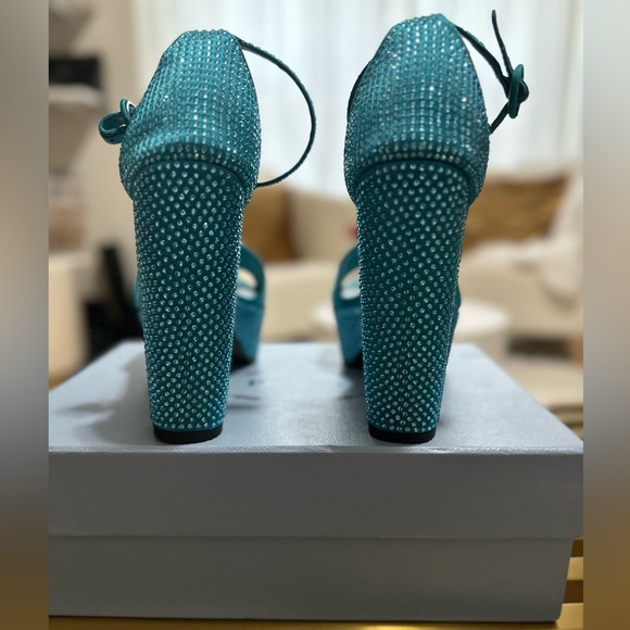 Prada Crystal Ankle-Strap Platform Sandals. - Picture 3 of 6